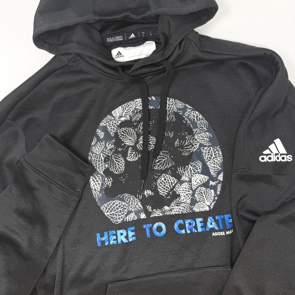 Adidas Mens Small Climawarm Adobe MAX Here To Create Graphic Hoodie Black